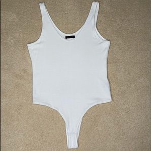 NWoT ATM Women V Neck Ribbed bodysuit white Sz:Med